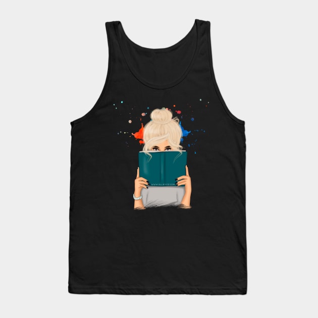 Blonde with Book Tank Top by Alley Ciz
